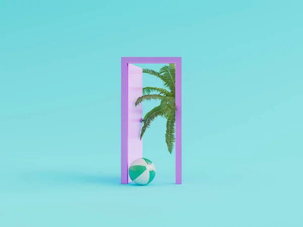 Minimalist Door Palm Tree — Stock Photo, Image