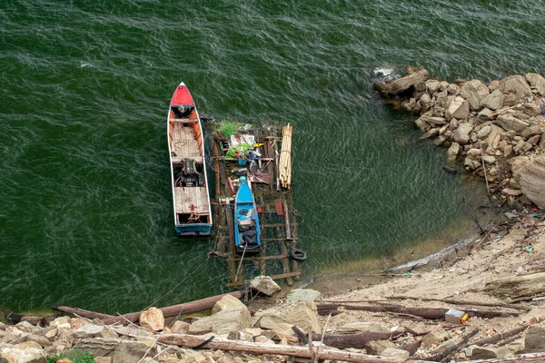 Image Long Tailed Boat Located Lake Bhumibol Dam Tak Province — Stok fotoğraf