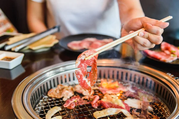 Rauw Rundvlees Segment Voor Barbecue Japanse Stijl Yakiniku — Stockfoto