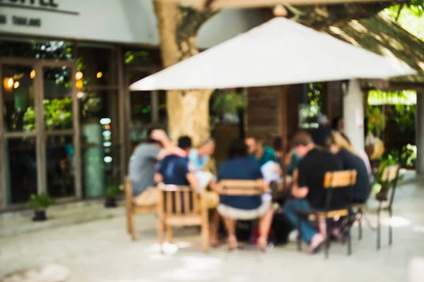 Desenfoque Abstracto Gente Sentada Bar Cafetería Fondo Aire Libre —  Fotos de Stock