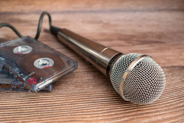 Microphone Old Audio Tapes Objects Bygone Times — Stock Photo, Image