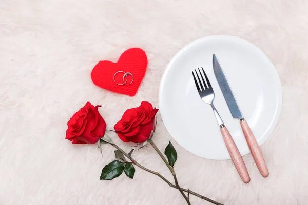 Festliche Tischdekoration Für Hochzeit Valentinstag Geburtstag Oder Jubiläum — Stockfoto