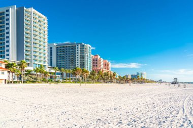 Clearwater plajı, Florida, Usa - 17 Eylül 2019 Florida 'da beyaz kumlu güzel Clearwater plajı