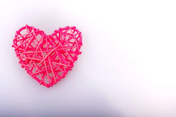 Yapımı Hasır Kalp Sevgililer Günü Nesne — Stok fotoğraf