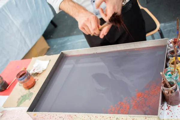 Разбрызгивание Краски Поверхности Воды Мрамором — стоковое фото
