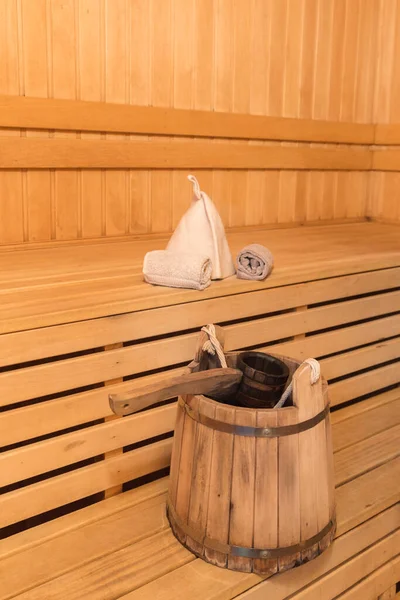 Sauna Interior Com Equipamento — Fotografia de Stock