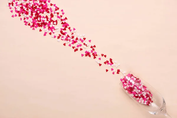 День Святого Валентина Стекло Большим Количеством Сладких Конфет Сердца — стоковое фото