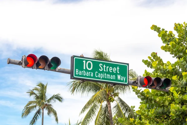 Assinatura Rua Para Barbara Capitman Way 10Th Street South Beach — Fotografia de Stock