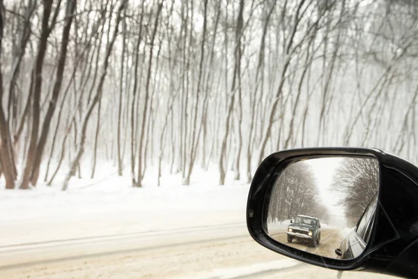 Reflection Winter Road — Zdjęcie stockowe