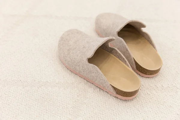 Pantofole Feltro Accoglienti Con Suola Sughero — Foto Stock