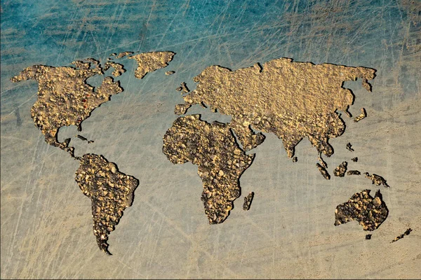 Grubsza Zarysowane Mapy Świata Tłem Ściany — Zdjęcie stockowe