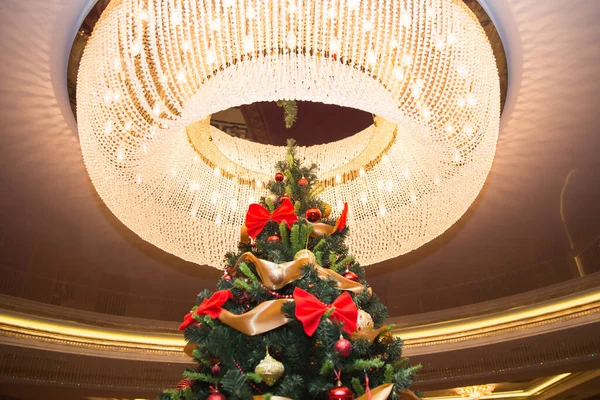 Parlaklık Ile Uzun Boylu Noel Ağacı — Stok fotoğraf