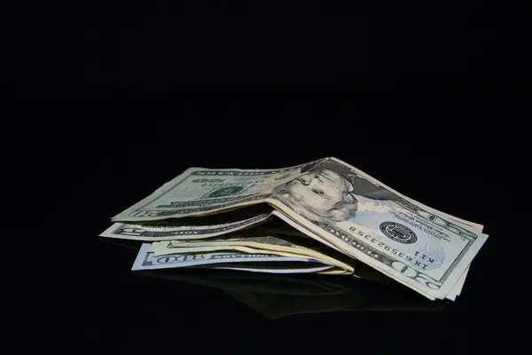 Dollars Isolated Black Background — Stock Photo, Image