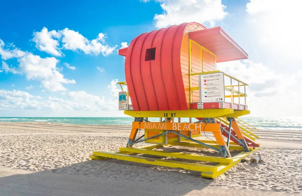 Estação Salva Vidas Praia Miami Flórida América Eua — Fotografia de Stock