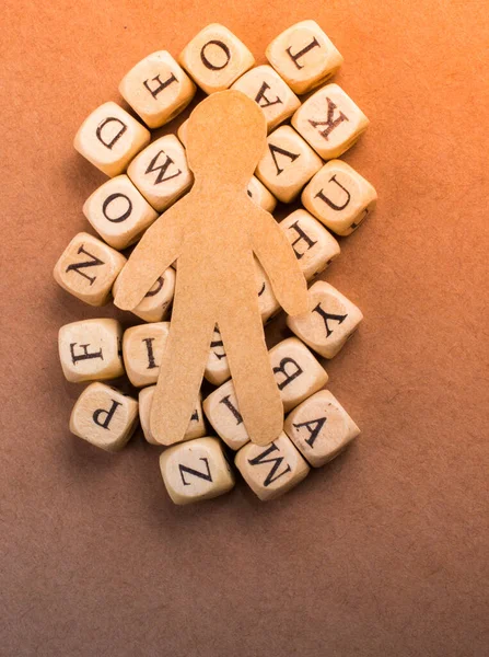 Paper Man Letter Cubes Made Wood — Stock Photo, Image