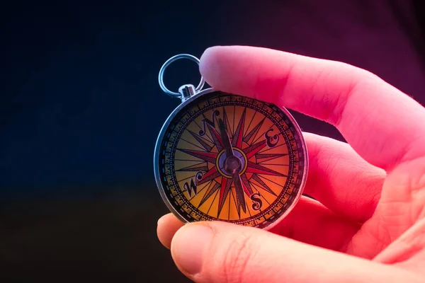 Compass Hand Concept Traveling Finding Your Life — Stock Photo, Image