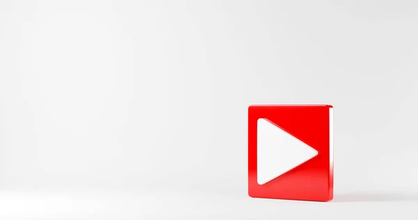 Красная Кнопка Воспроизведения Иконка Видео Значок Социальных Медиа Знак Логотип — стоковое фото