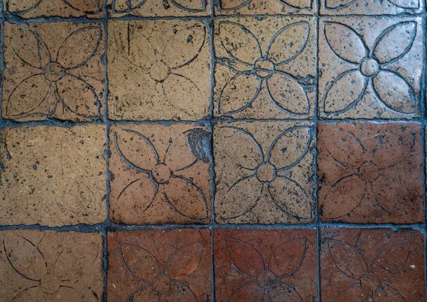 Starożytna Kamienna Podłoga Kamieni Ciepłych Kolorach — Zdjęcie stockowe