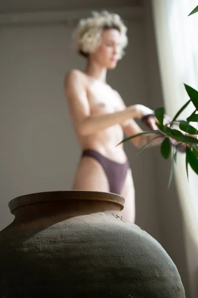 Joven Hermosa Mujer Posando Desnuda Estudio — Foto de Stock