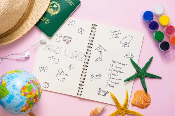 Love Summer Written Pen Notebook Vacation Holiday Concept — Stock Photo, Image