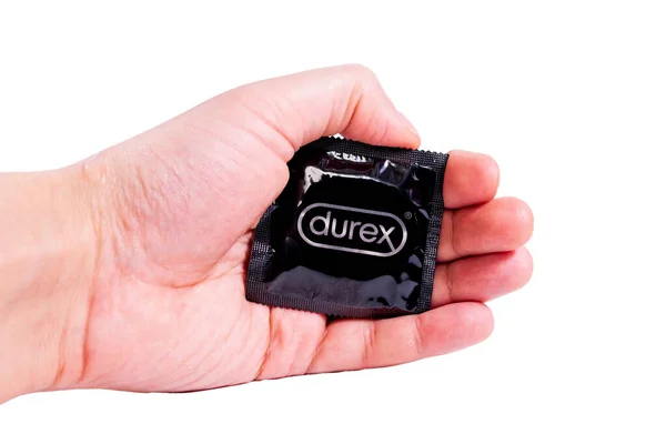 Tjumen Russland April 2021 Kondome Der Marke Durex Großaufnahme Isoliert — Stockfoto