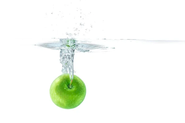 Water Splash Green Apple Water Air Bubble Transparent Water — Stock Photo, Image