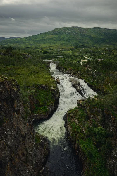 Wodospad Vringsfossen Norwegii — Zdjęcie stockowe