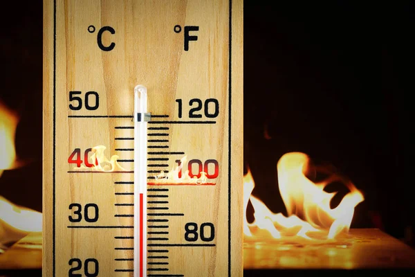 Nahaufnahme Hölzerne Thermometerskala Isoliert Weißen Hintergrund — Stockfoto