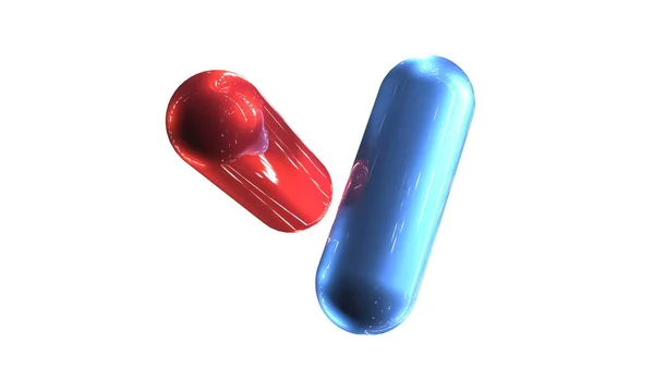 Красные Синие Таблетки Медицинская Наука Рендеринг — стоковое фото