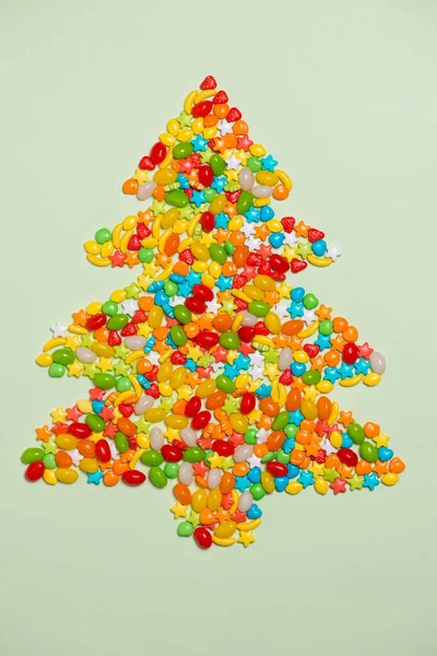 Καραμέλες Χριστουγεννιάτικο Δέντρο Κορυφαία Άποψη — Φωτογραφία Αρχείου