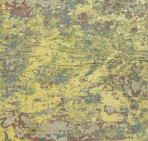 皮をむいた塗料と古い木の表面 ヴィンテージボード上の異なる色の塗料 — ストック写真