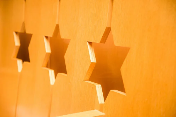 Τρία Εβραϊκά Αστέρια Σκαλισμένα Όμορφο Ξύλο — Φωτογραφία Αρχείου