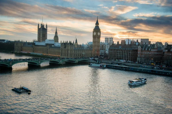 London Storbritannien Skyline Vid Solnedgången Med Berömda Landmärken Big Ben — Stockfoto