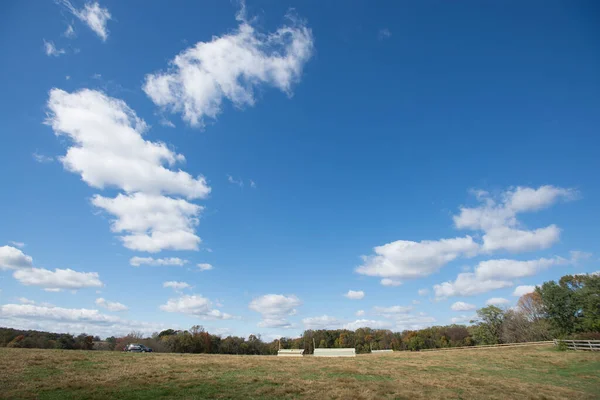 Широкий Пейзаж Луга Большое Голубое Небо — стоковое фото