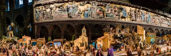 Christmas Nativity Scene Notre Dame Cathedral Paris — Stock Photo, Image