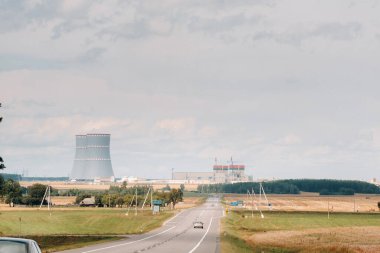 The road leading to the nuclear power plant in the Ostrovets district.The road to the nuclear power plant.Belarus clipart