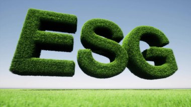 Yeşil çimen ESG doğa manzarasını imzaladı Çevresel Sosyal Yönetim 3d oluşturma
