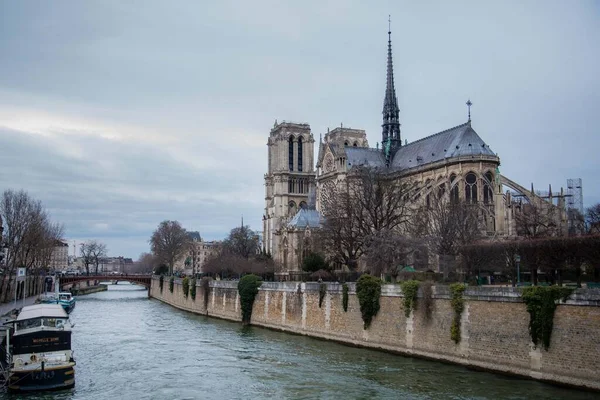 View River Siene Notre Dame Paris Way Unique Perspective — Stock Photo, Image