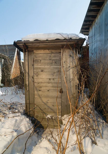 Vecchio Capannone Legno Inverno — Foto Stock