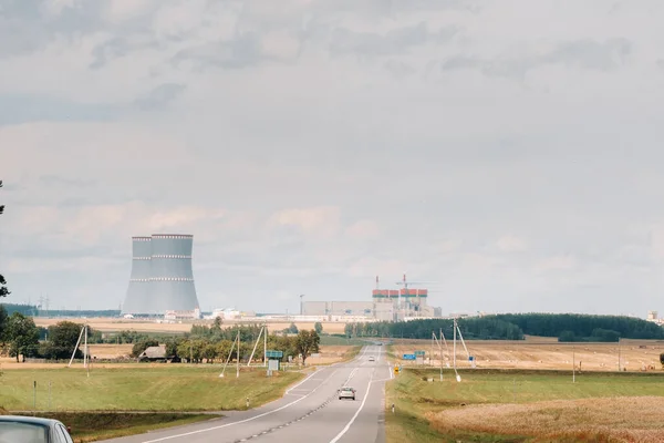Road Leading Nuclear Power Plant Ostrovets District Road Nuclear Power — Stock Photo, Image