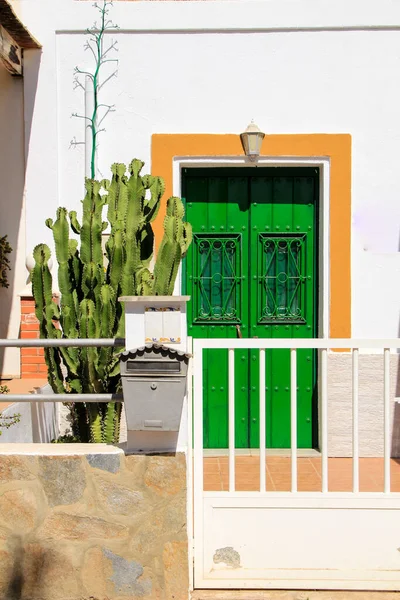 Dřevěné Dveře Natřené Zeleno Rodalquilar Španělsko — Stock fotografie