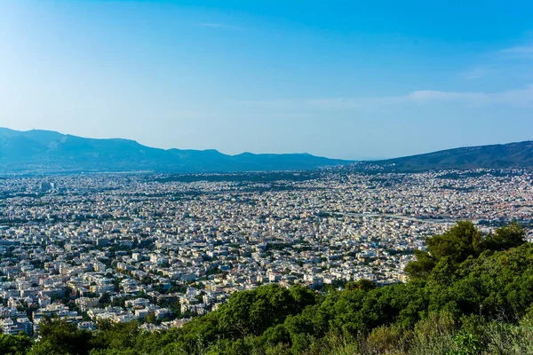 Panoramiczny Widok Miasto Ateny Góry Hymettus — Zdjęcie stockowe