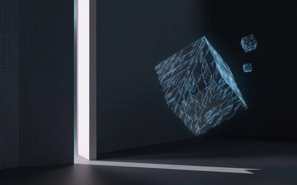 Cube Door Science Technology Rendering — Stockfoto