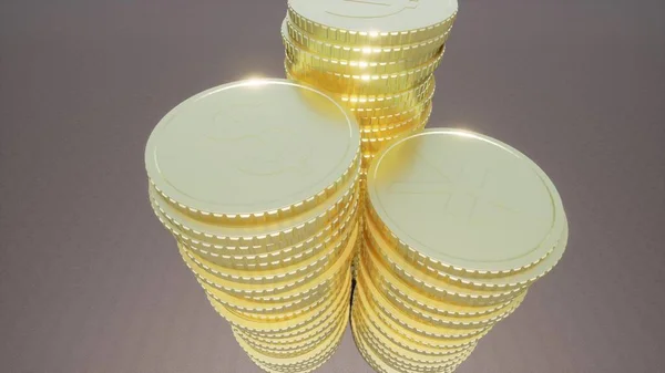 Columna Monedas Oro Concepto Negocio Efectivo Moneda Render — Foto de Stock
