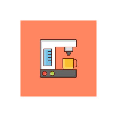 kahve makinesi simgesi, renkli illüstrasyon 