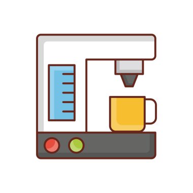 kahve makinesi simgesi, renkli illüstrasyon 