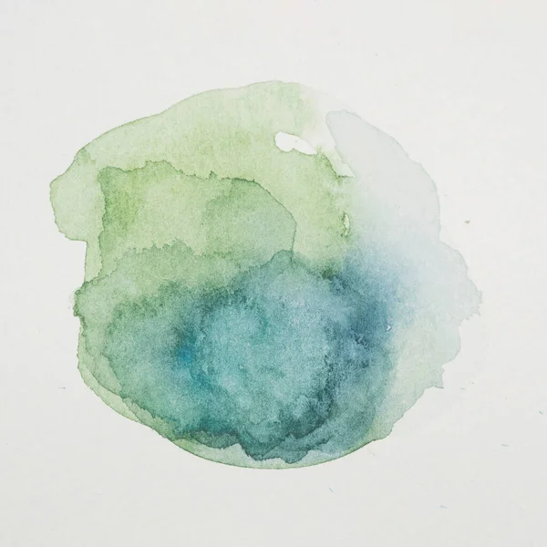 Azul Verdejante Pinturas Forma Círculo Branco Papel — Fotografia de Stock