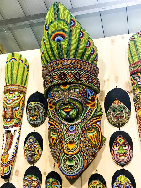 Φυλετικές Μάσκες Στην Μπογκοτά Κολομβία Αγορά — Φωτογραφία Αρχείου