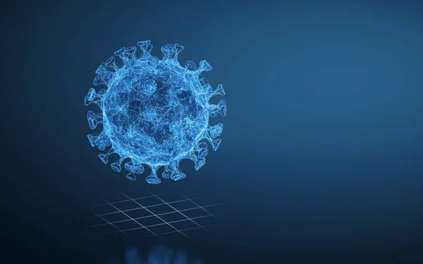 Coronavirus Con Fondo Azul Representación — Foto de Stock