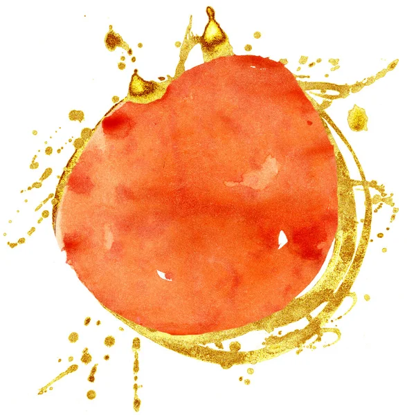 Színes Akvarell Háttér Narancs Aranykör — Stock Fotó